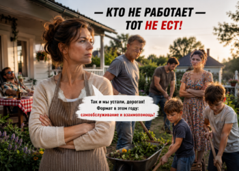 — Так и мы устали, дорогая! — бодро отозвалась Елена. — Именно поэтому в этом году у нас формат «самообслуживания и взаимопомощи». Кто не работает — тот не ест. Помнишь такую фразу?  ***  Майские праздники для многих — это время долгожданного отдыха, запаха цветущей сирени и первого дымка от мангала. Но для Елены эти дни в последние годы превратились в личный филиал ада на земле. Когда на горизонте замаячил календарь с красными датами, она поклялась себе: в этот раз всё будет иначе. Она просто хотела тишины.  Однако у родственников мужа были совсем другие планы на её жизнь, её дом и её нервную систему.  Елена сидела на веранде их небольшого, но очень уютного загородного дома. Весеннее солнце мягко пригревало плечи, а в голове уже рисовался идеальный план на начало мая: книга, которую она не могла дочитать полгода, тихие прогулки до леса и полное отсутствие рабочих звонков.  Её муж, Михаил, возился в саду, поправляя кусты смородины. Они оба работали на износ весь квартал и заслужили этот покой. Но идиллию прервал резкий, пронзительный звонок мобильного телефона. Михаил вытер руки о фартук и ответил.  — О, Оксана! Привет… Да, всё хорошо… Что? На майские? — лицо Михаила медленно меняло выражение с приветливого на растерянное. — Ну, мы вообще-то планировали…  Елена похолодела. Оксана — младшая сестра Михаила — обладала удивительным талантом: она не спрашивала, она ставила перед фактом. Через минуту Михаил подошёл к жене, виновато отводя глаза.  — Лен, тут такое дело… Оксана звонила. В общем, она сказала: «На все майские праздники мы к вам приедем и будем все вместе праздновать!» С Вадимом и детьми.  Елена медленно закрыла книгу. В груди поднялась волна знакомого раздражения, смешанного с глухой обидой.  — «Будем все вместе праздновать»? — переспросила она. — Миша, ты же понимаешь, что в её переводе это означает: «Мы будем отдыхать, а ты, Лена, будешь десять дней стоять у плиты, стирать их полотенца и вытирать за их детьми разлитый сок»?  Чтобы понять масштаб бедствия, нужно было вспомнить прошлый год. Тогда Оксана с мужем тоже «заглянули» на пару дней, которые растянулись на неделю.  Как это выглядело в прошлый раз:  Утром Оксана и Вадим приехали с тремя пакетами… чипсов и парой бутылок газировки. При этом за завтраком, обедом и ужином они поглощали домашнюю еду Елены с аппетитом экскаватора.  К тому же Вадим за все семь дней ни разу не подошёл к мангалу. Он сидел в кресле-качалке и рассуждал о судьбах мировой экономики, пока Елена таскала тяжелые подносы с мясом.  И на последок двое племянников превратили любовно взлелеянный газон в танковый полигон, а любимую вазу Елены — в груду осколков. Оксана лишь умилялась: «Ну, они же познают мир!»  Когда они уехали, Елена три дня просто лежала, уставившись в потолок. Дом требовал генеральной уборки, а кошелёк — реанимации.  — Миша, я больше так не могу, — твердо сказала Елена. — Твоя сестра — взрослый человек. У неё есть своя дача, пусть и не такая благоустроенная. Почему они всегда едут к нам на всё готовое?  — Лен, ну это же семья… — привычно пробормотал Михаил. — Не выгонять же их? Оксана говорит, у них сейчас финансовые трудности, Вадиму премию не дали. Они хотят бюджетно отдохнуть на свежем воздухе.  — Бюджетно для них, Миша, — это когда платим мы. И деньгами, и здоровьем.  В этот раз Елена решила не скандалить. Она поняла, что прямая конфронтация с мужем сделает её «злой мегерой», а Оксану — «бедной овечкой». Нужно было действовать тоньше. Раз они хотят «вместе праздновать», значит, праздновать будут действительно все.  Вечером Елена позвонила золовке сама. Голос её был медовым и необычайно воодушевленным.  — Оксаночка, привет! Миша сказал, вы собираетесь к нам на все праздники? Ой, как замечательно! Мы так рады! Я как раз составляю план нашего совместного отдыха.  На том конце провода Оксана явно насторожилась. Обычно Елена встречала её новости тяжелым вздохом.  — Да, Леночка, решили вот деток вывезти, — защебетала золовка. — Вы же не против? Мы люди неприхотливые, нам много не надо.  — Конечно, конечно! — перебила Елена. — Я как раз подготовила список продуктов, которые нужно закупить. Раз нас будет шестеро взрослых и дети, еды нужно много. Я скину тебе в мессенджер список мяса, овощей и деликатесов. И ещё, Оксан, у нас сломалась газонокосилка и нужно подкрасить веранду. Я сказала Мише, что Вадим как раз поможет, вдвоём-то они быстро справятся! А мы с тобой займемся генеральной прополкой грядок, я специально оставила фронт работ для нас. Вместе же веселее!  В трубке повисла тишина. Елена почти физически слышала, как в голове Оксаны со скрипом проворачиваются шестеренки.  — Э-э… Лена, ну мы же отдыхать едем… — неуверенно произнесла Оксана. — Вадим очень устал, он хотел просто полежать…  — Так и мы устали, дорогая! — бодро отозвалась Елена. — Именно поэтому в этом году у нас формат «самообслуживания и взаимопомощи». Кто не работает — тот не ест шашлык, помнишь такую поговорку? Кстати, постельное белье и полотенца возьмите с собой, а то у меня стиральная машина барахлит, не хочу её нагружать.  Первого мая, ровно в десять утра, к воротам подкатил старенький кроссовер Вадима. Елена вышла встречать гостей, вооружившись широкой улыбкой и… двумя садовыми лопатами.  Из машины вышла Оксана, нагруженная не сумками с продуктами, а огромным надувным матрасом и пляжной сумкой. Вадим вылез с водительского сиденья, потягиваясь и демонстрируя всем своим видом готовность к десятидневной сиесте.  — Ой, как у вас тут пахнет вкусно! — воскликнул Вадим. — Мишаня, ну что, когда угли разжигаем? Я такой голодный, с утра ничего не ел.  Елена подошла к ним, не давая зайти в дом.  — Привет, гости дорогие! — пропела она. — Вадим, мясо в багажнике? А овощи? Оксана, ты купила тот сыр и фрукты, что я просила?  Золовка забегала глазами.  — Ой, Леночка, ты знаешь, мы так торопились, в магазинах такие очереди… Мы решили, что на месте разберемся. У вас же наверняка в холодильнике что-то есть? Мы потом отдадим, честное слово!  Михаил, стоявший за спиной Елены, начал было открывать рот, чтобы сказать: «Да ладно, у нас полно еды», но Елена незаметно, но очень сильно наступила ему на ногу.  — Как жаль! — картинно огорчилась Елена. — А мы с Мишей как раз решили в этом году сесть на лечебное голодание и детокс. У нас в холодильнике только кефир и пучок шпината. Мы думали, вы привезете всё для пира, и мы сделаем исключение. Ну что ж, раз продуктов нет, значит, будем все вместе оздоравливаться!  Вадим и Оксана переглянулись. Перспектива сидеть десять дней на шпинате в их планы явно не входила.  Первый день прошел в странном напряжении. Елена демонстративно не подходила к плите. Когда дети Оксаны начали канючить, что хотят есть, Елена радушно предложила им по яблоку из сада… Продолжение чуть ниже в первом коменте