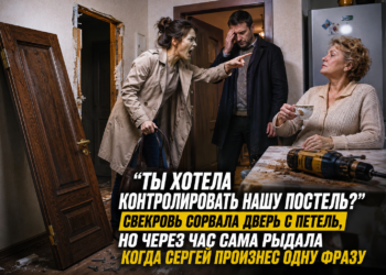 «ТЫ ХОТЕЛА КОНТРОЛИРОВАТЬ НАШУ ПОСТЕЛЬ?» — свекровь сорвала дверь с петель, но через час сама рыдала на лестничной клетке, когда Сергей произнес одну фразу