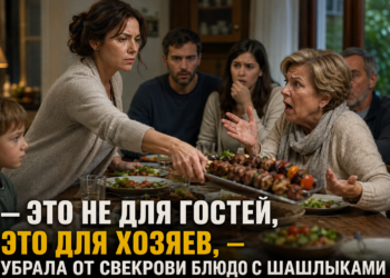 «— Это не для гостей… Это для хозяев», — сказала невестка и медленно убрала блюдо с шашлыками. Через секунду на даче стало так тихо, что было слышно, как трещит уголь в мангале…