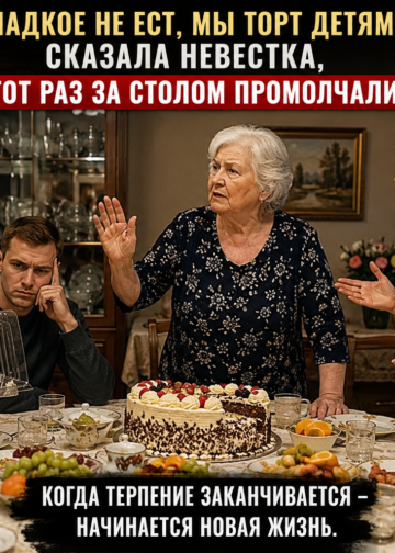 «— Ты недостойна даже кусочка собственного торта… — прошептала невестка. Но через минуту за праздничным столом произошло то, чего никто не смог забыть»